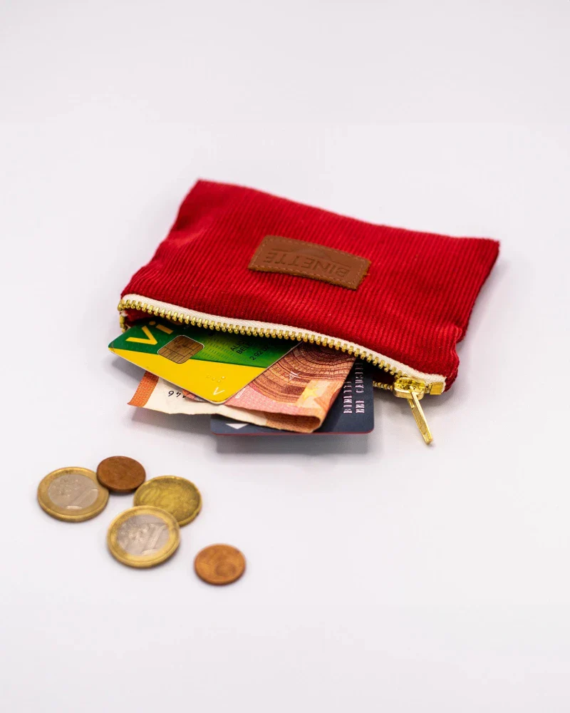 Pochette - Porte-Monnaie velours cotelés rouge - Image 2