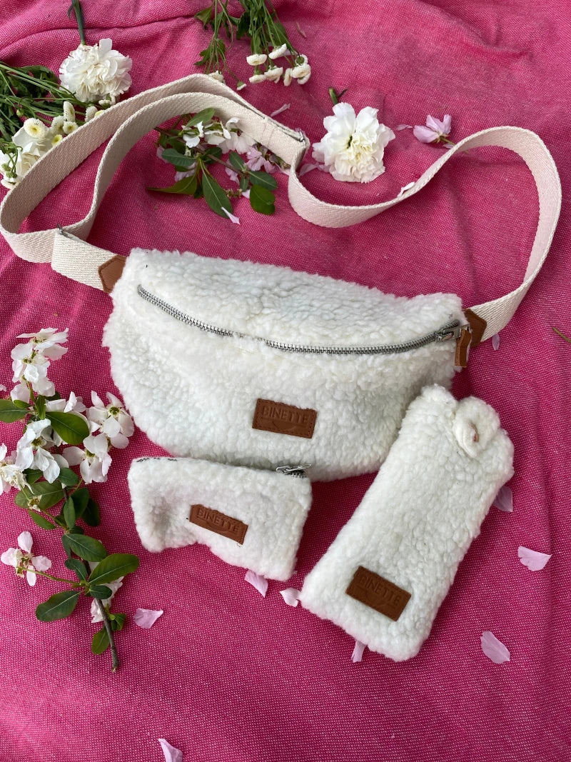 Pochette - Porte-Monnaie velours moumoute végane blanche - Image 2