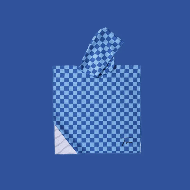 Poncho pour enfant à motif damier bleu - Henri - Image 5