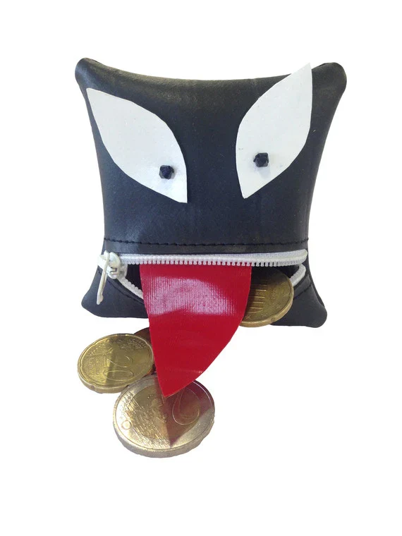 Porte-monnaie noir en matières recyclées - Monstre - Image 4