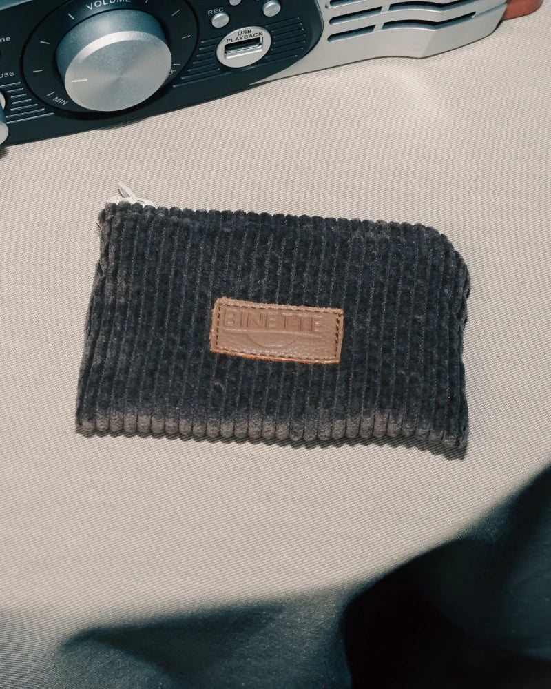 Porte-monnaie - Pochette velours côtelés marron chocolat - Image 3