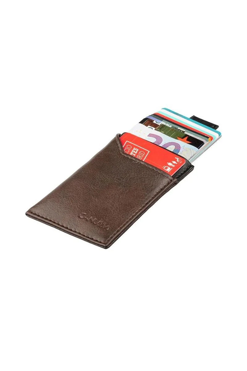 Portefeuille de cartes élégant fait main - marron/noir - Image 2
