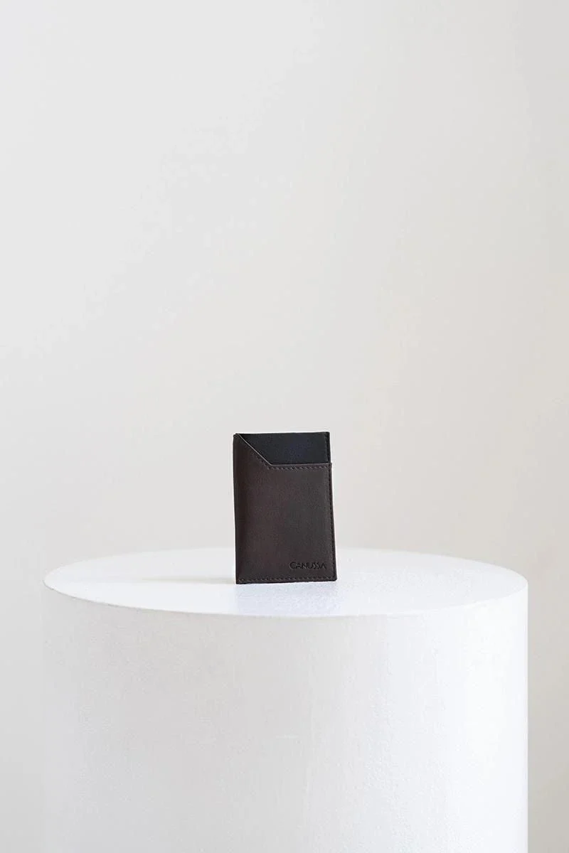 Portefeuille de cartes élégant fait main - marron/noir - Image 3