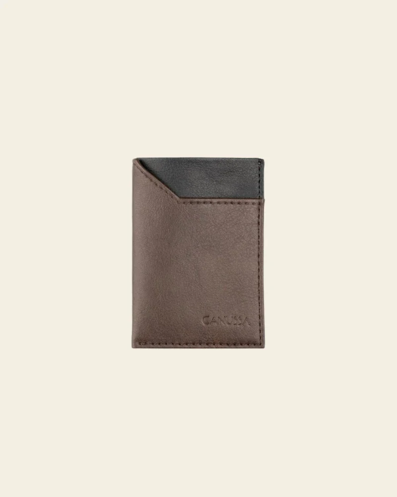 Portefeuille de cartes élégant fait main - marron/noir - Image 8