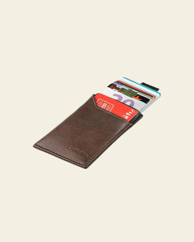 Portefeuille de cartes élégant fait main - marron/noir - Image 9