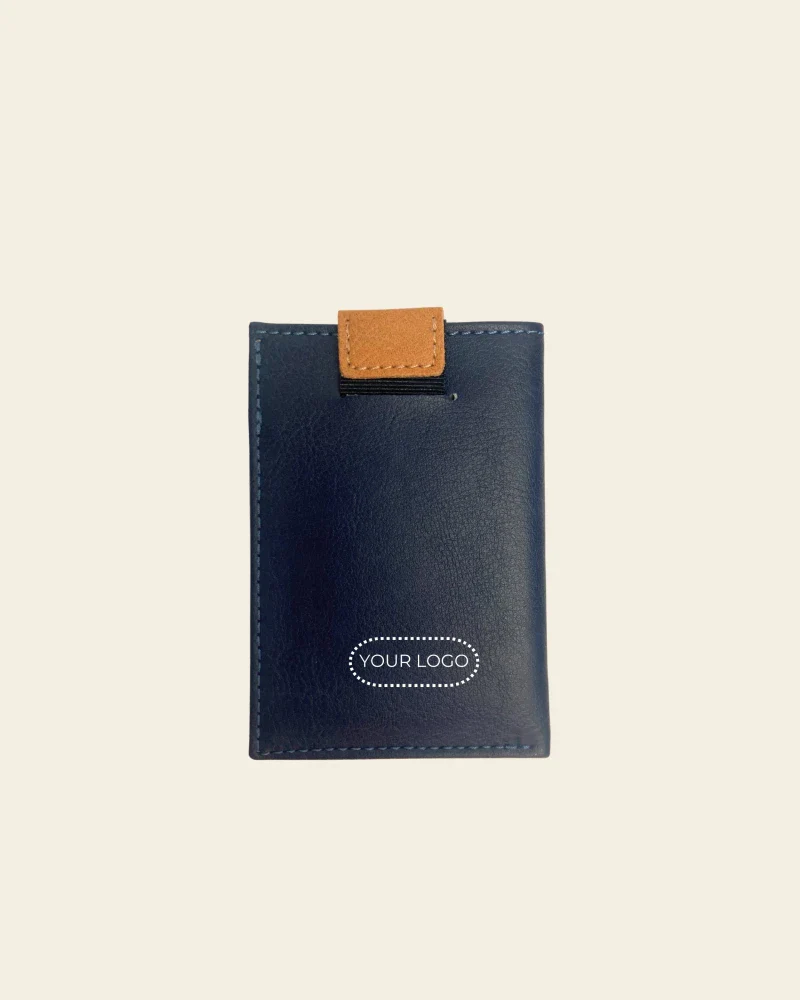 Portefeuille de cartes en cuir fait main - Bleu et marron - Image 10