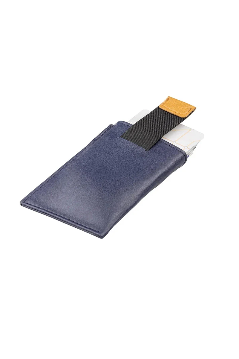 Portefeuille de cartes en cuir fait main - Bleu et marron - Image 4
