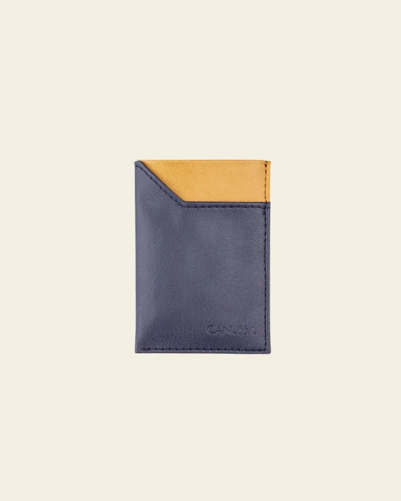 Portefeuille de cartes en cuir fait main - Bleu et marron - Image 7
