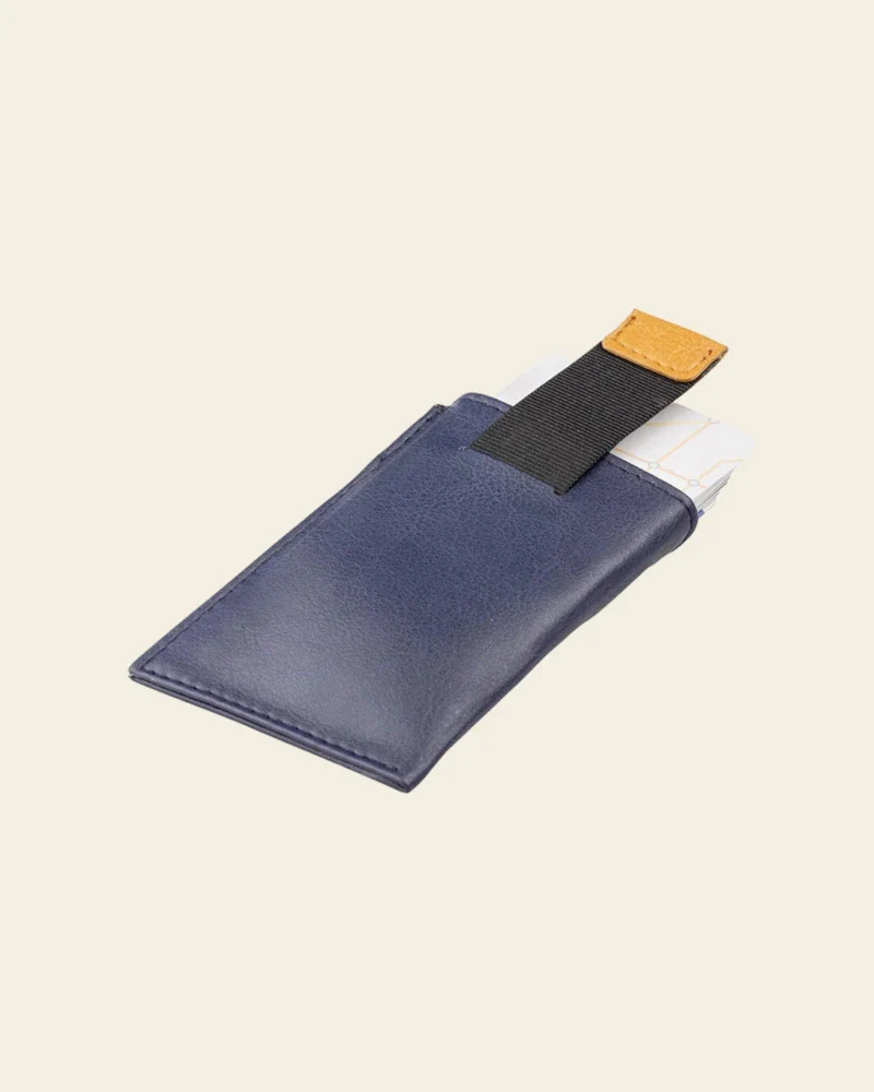 Portefeuille de cartes en cuir fait main - Bleu et marron - Image 9