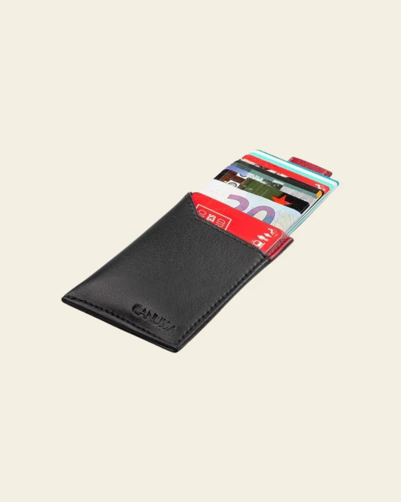 Portefeuille Vegan Élégant - Fait Main en Espagne - noir et rouge - Image 10