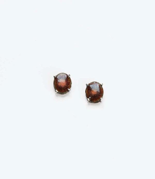 Puces d’oreilles en argent avec émail rose et bordeaux - Soul Love - Image 3