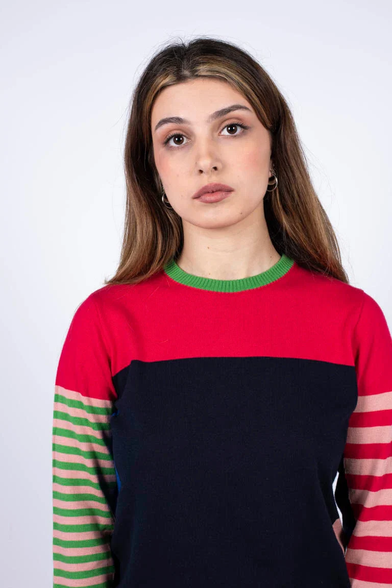Pull marinière mixte rose en coton recyclé - Image 4