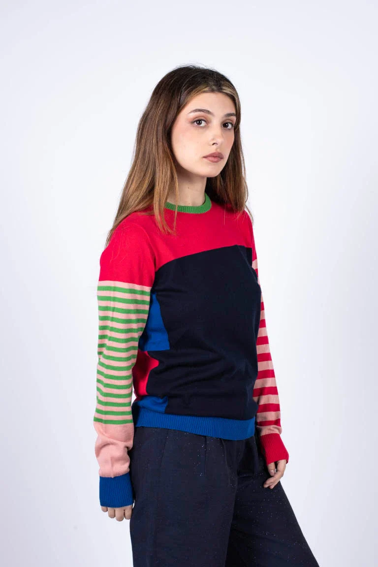 Pull marinière mixte rose en coton recyclé - Image 5