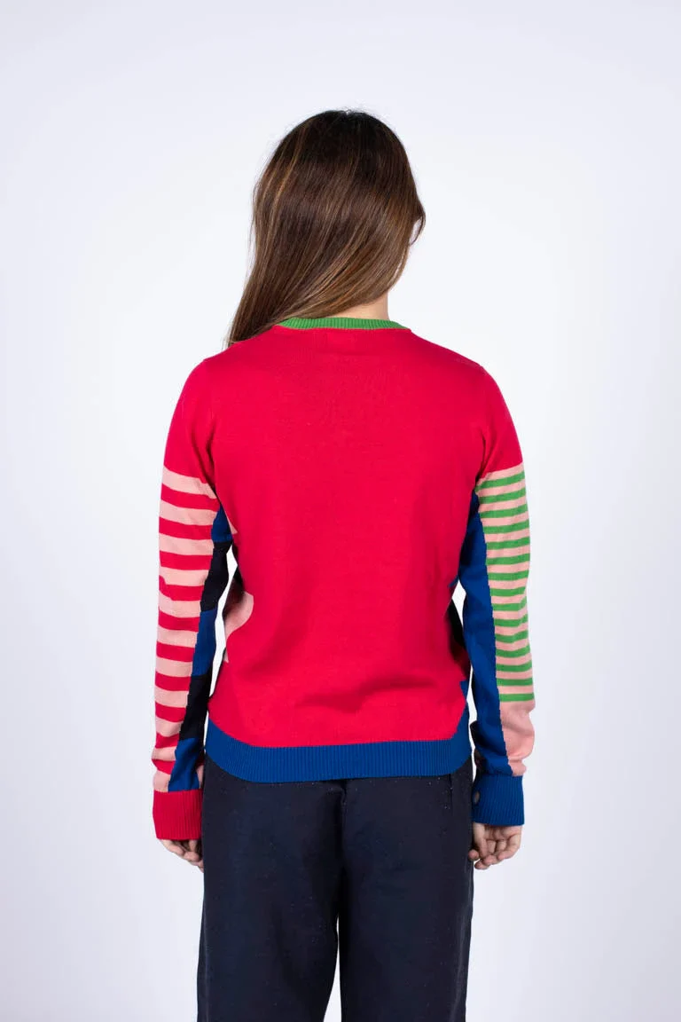Pull marinière mixte rose en coton recyclé - Image 6