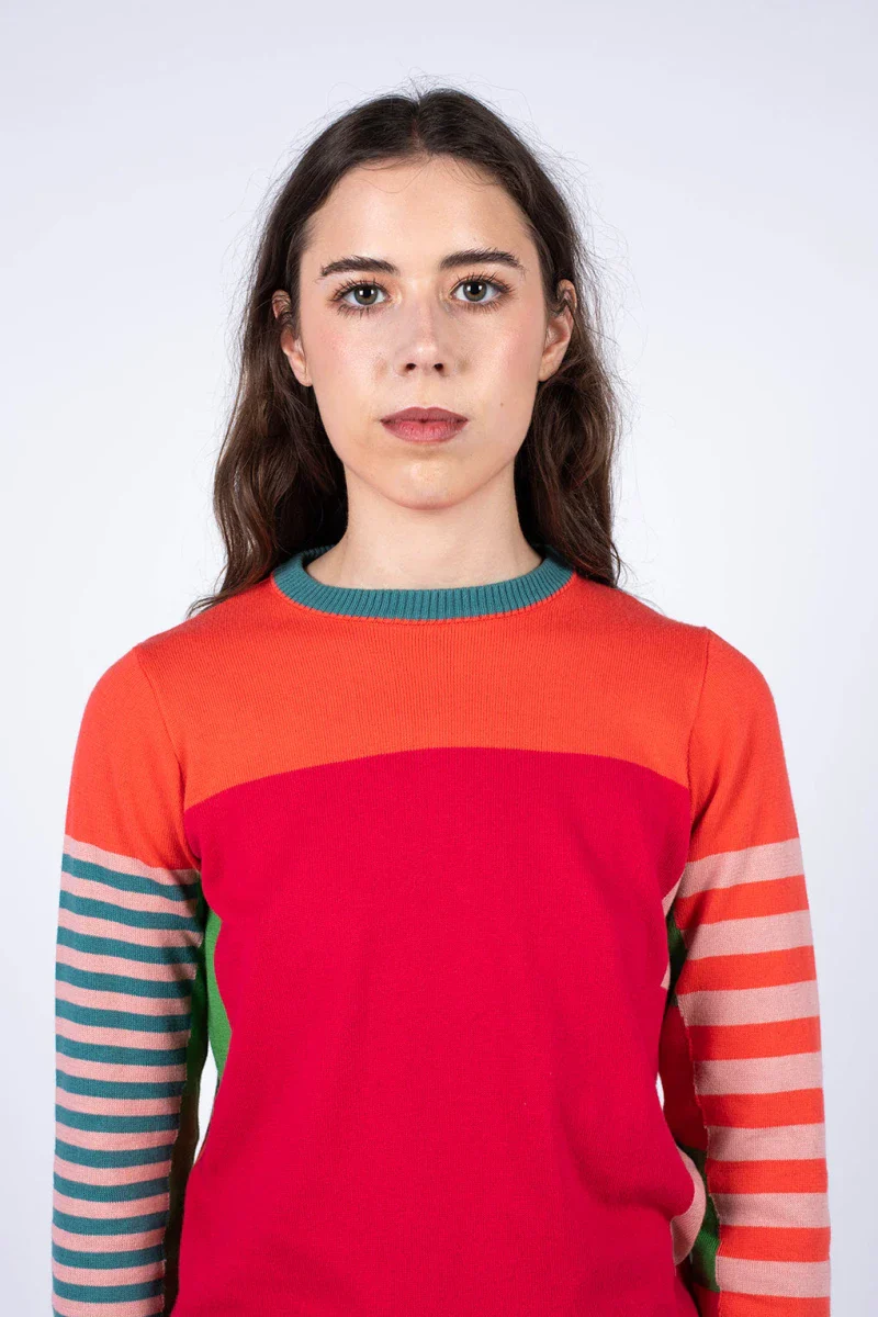Pull marinière mixte orange en coton - Image 11