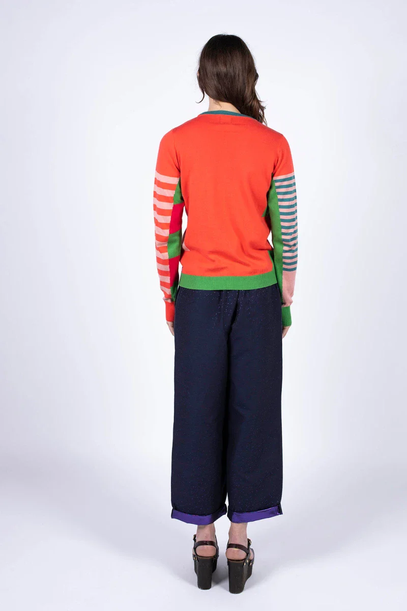 Pull marinière mixte orange en coton - Image 13