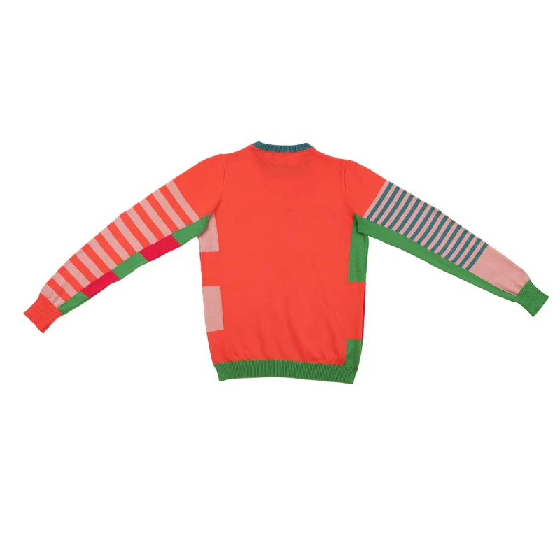 Pull marinière mixte orange en coton - Image 15