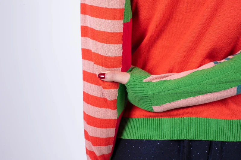 Pull marinière mixte orange en coton - Image 6
