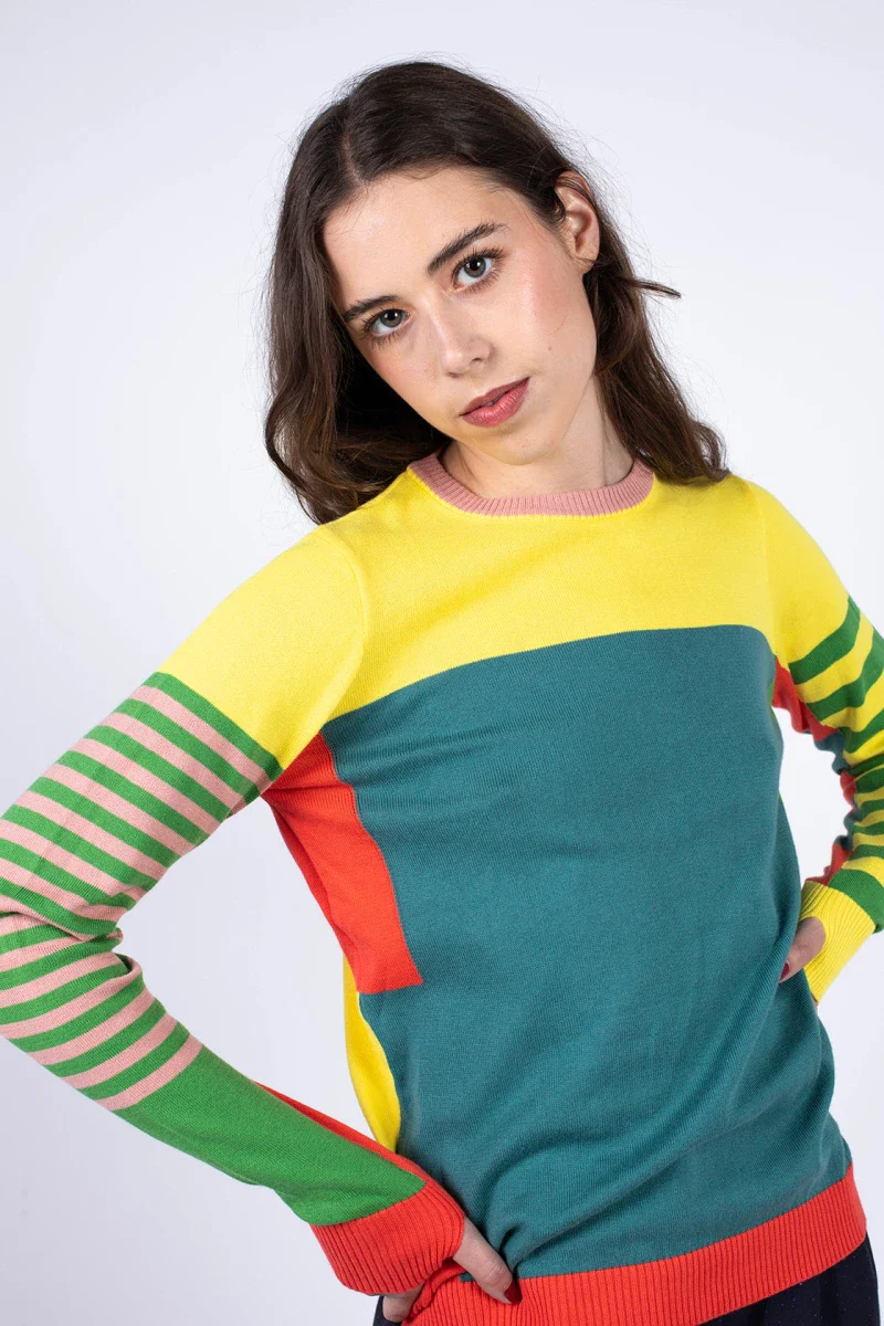 Pull marinière jaune unisexe en coton recyclé - Image 10