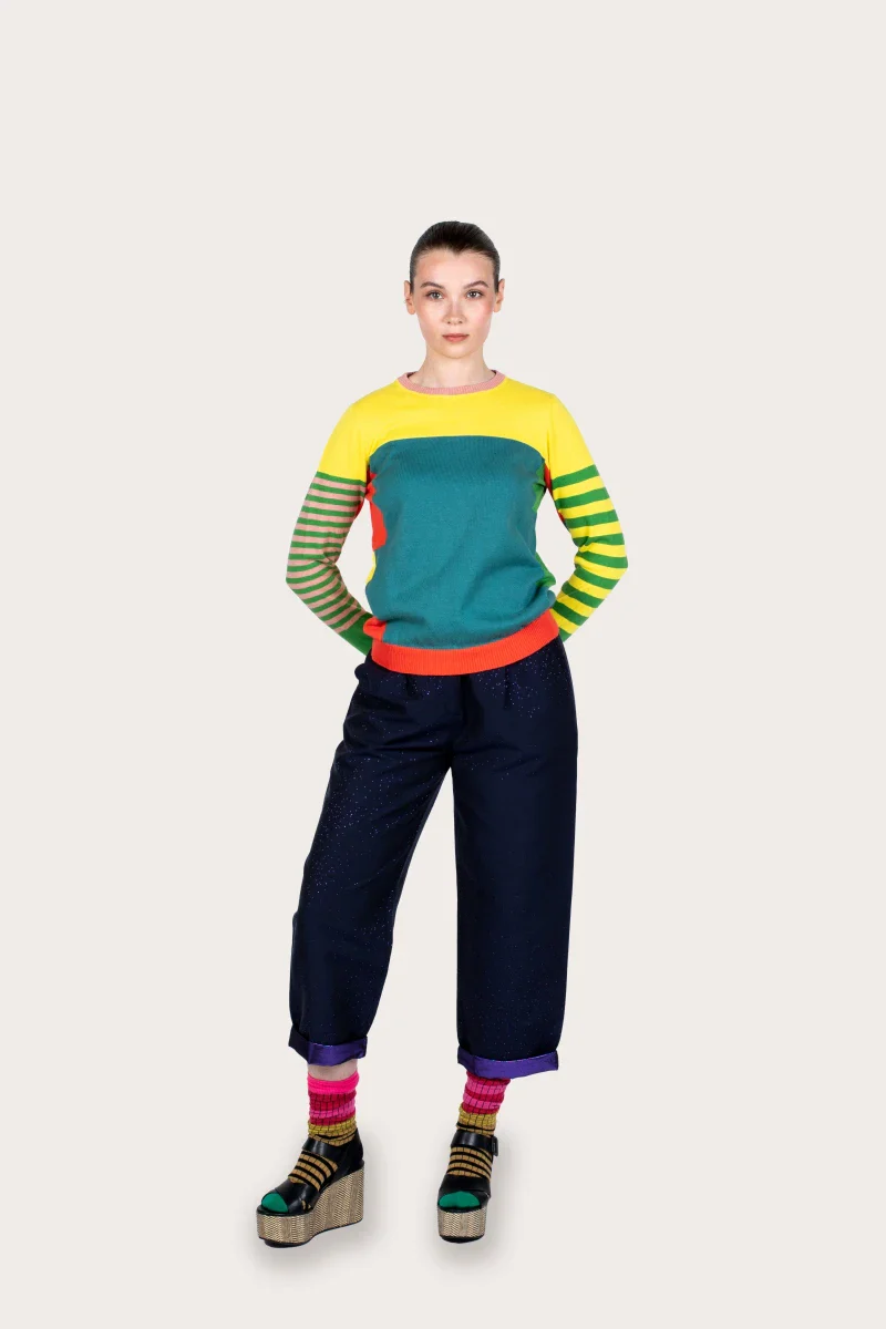 Pull marinière jaune unisexe en coton recyclé - Image 5