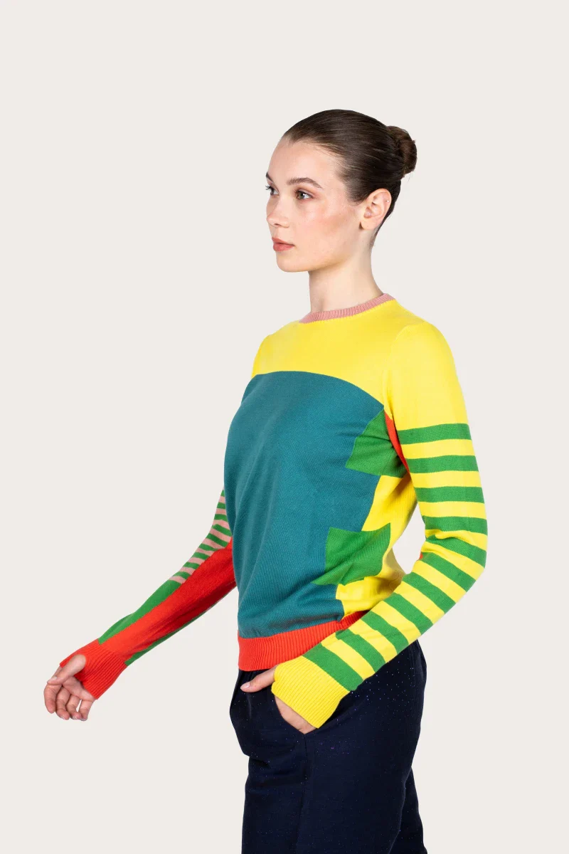 Pull marinière jaune unisexe en coton recyclé - Image 6