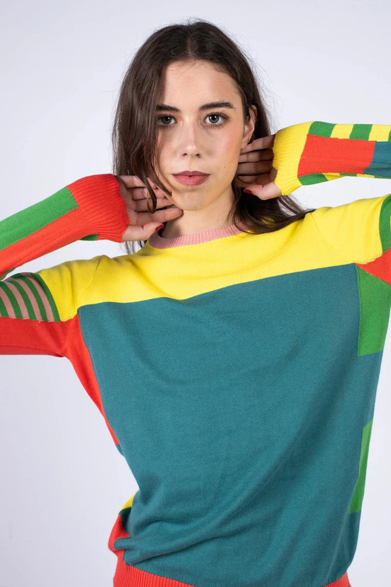 Pull marinière jaune unisexe en coton recyclé - Image 7