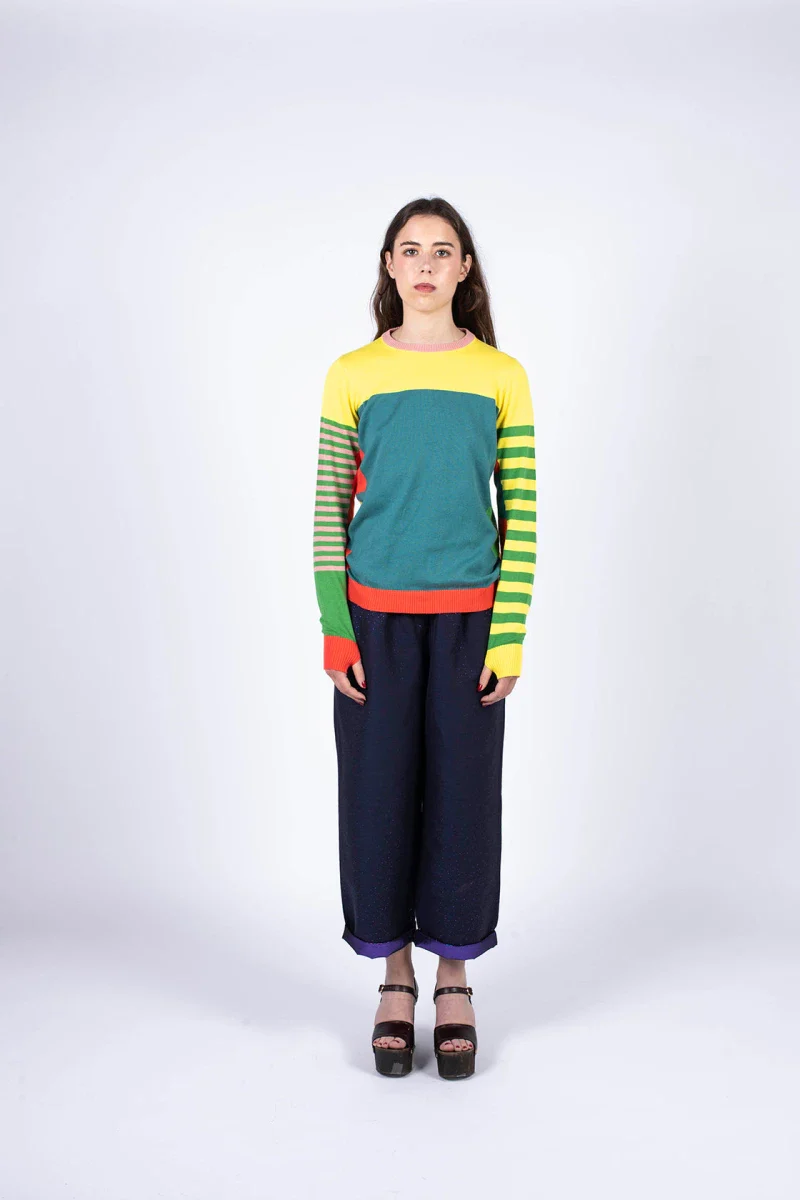 Pull marinière jaune unisexe en coton recyclé - Image 9