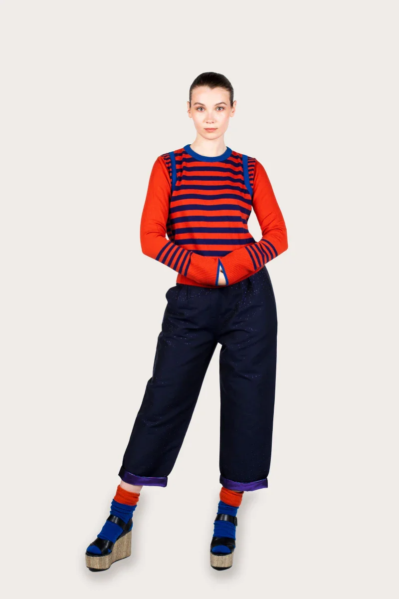 Pull marinière rouge à rayure en coton recyclé - Image 11