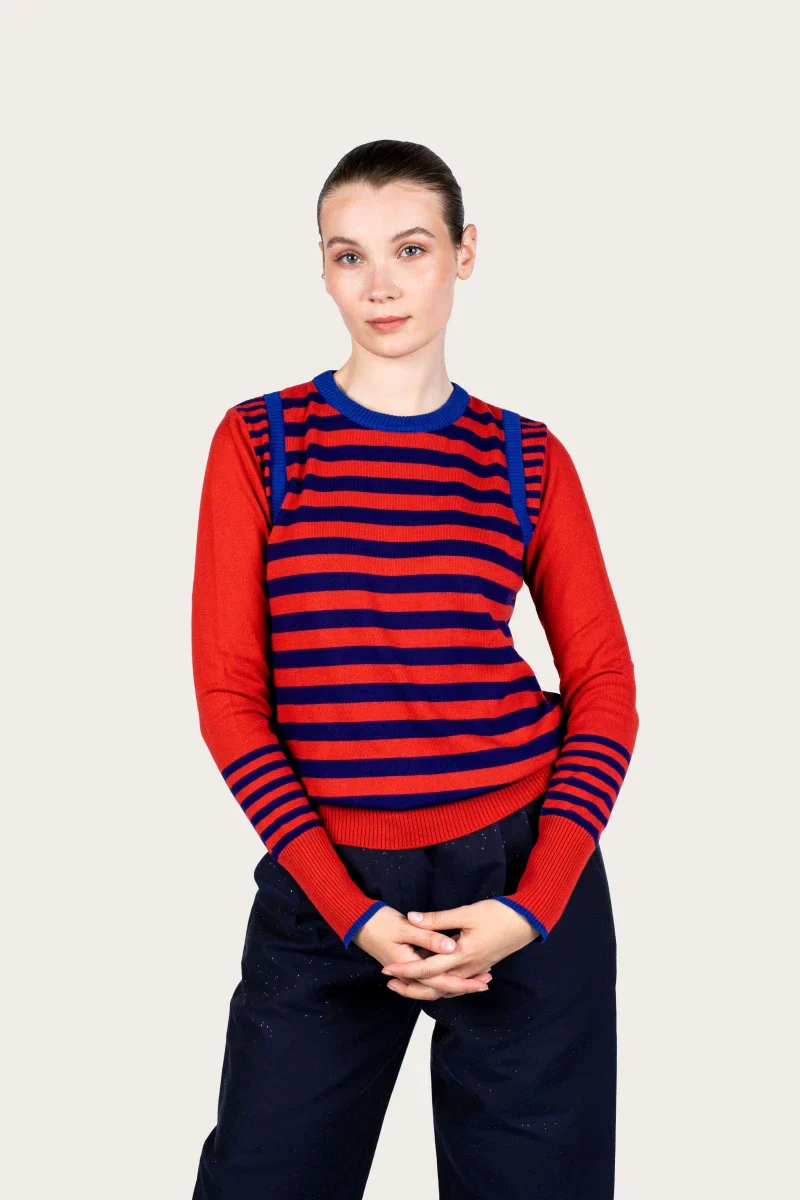 Pull marinière rouge à rayure en coton recyclé - Image 13