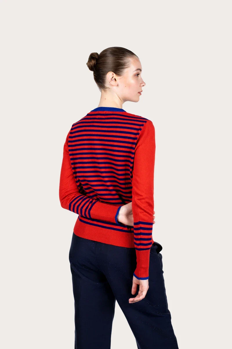 Pull marinière rouge à rayure en coton recyclé - Image 14