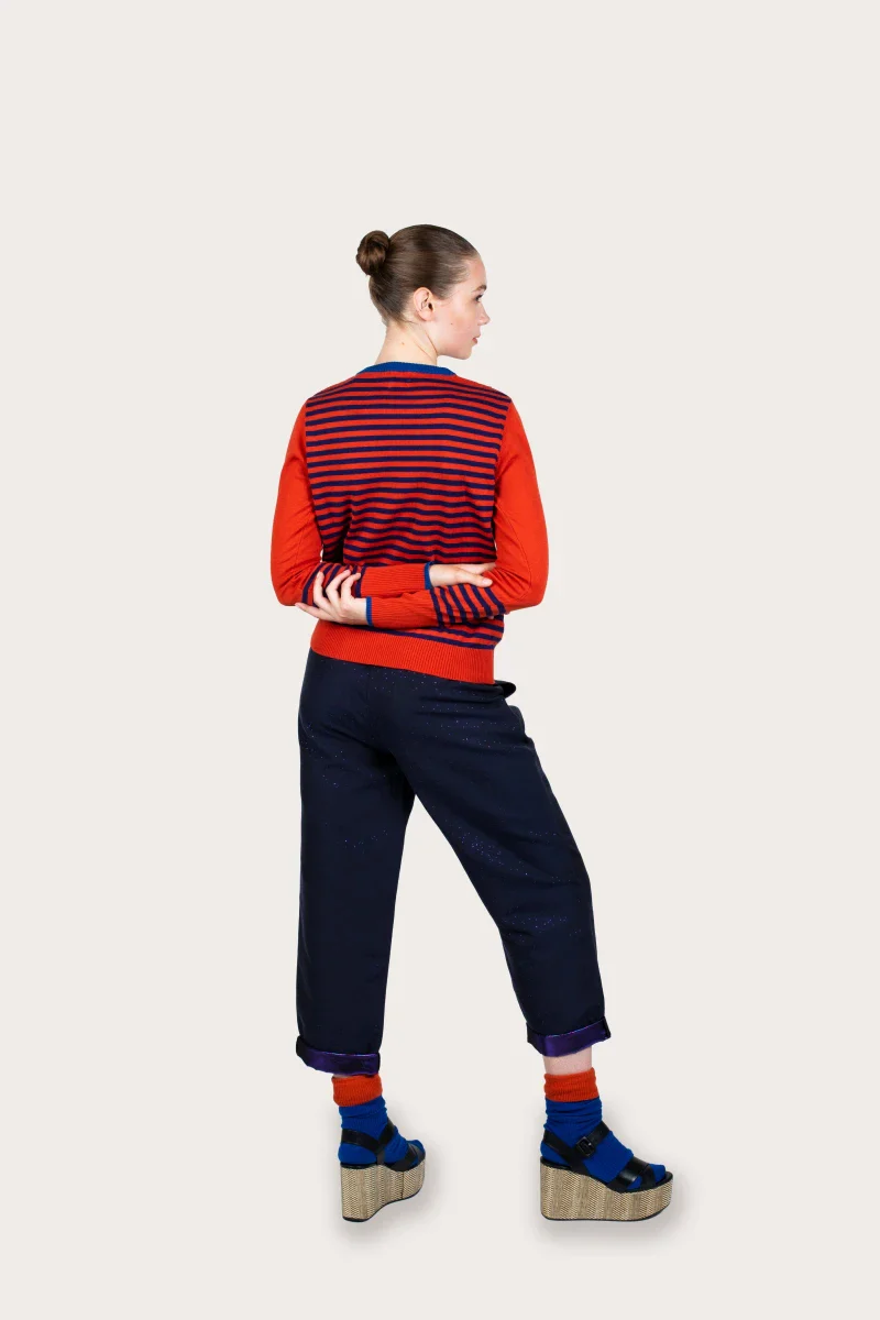 Pull marinière rouge à rayure en coton recyclé - Image 17