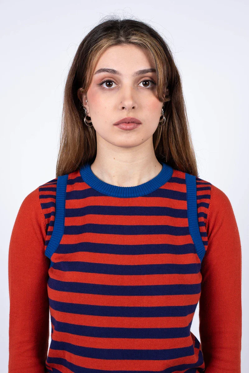 Pull marinière rouge à rayure en coton recyclé - Image 4