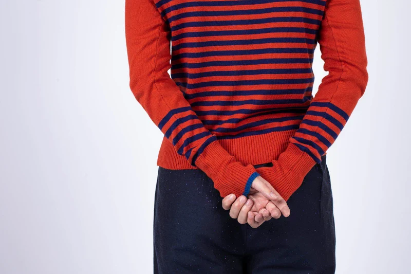Pull marinière rouge à rayure en coton recyclé - Image 7