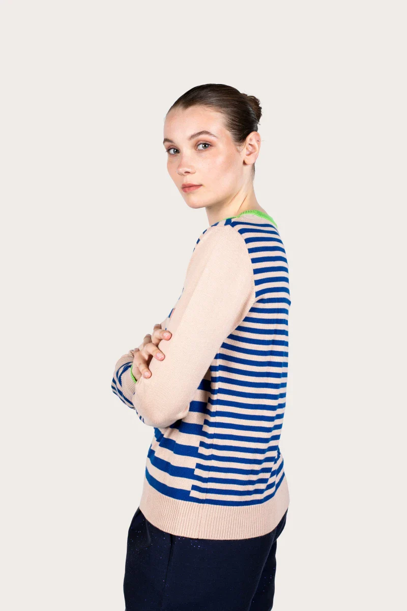 Pull marinière mixte couleur sable en coton - Image 11