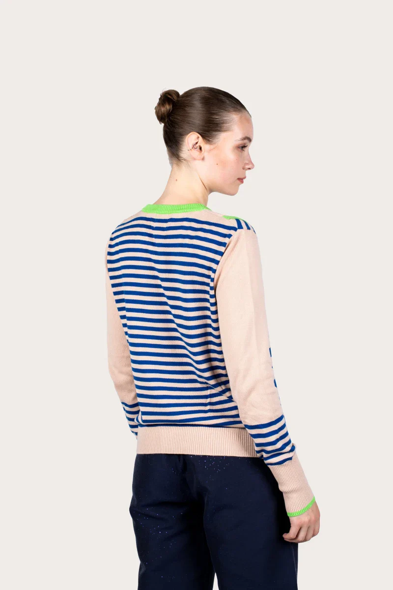 Pull marinière mixte couleur sable en coton - Image 12