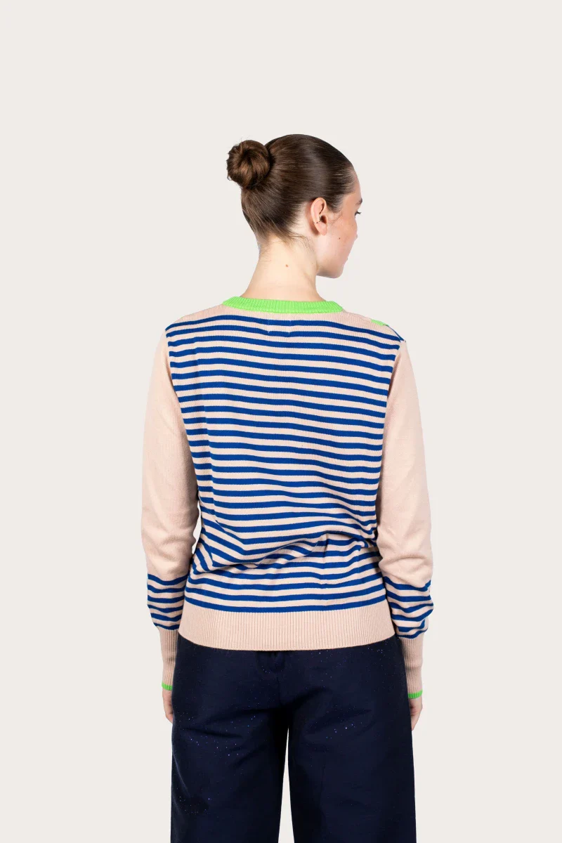 Pull marinière mixte couleur sable en coton - Image 13