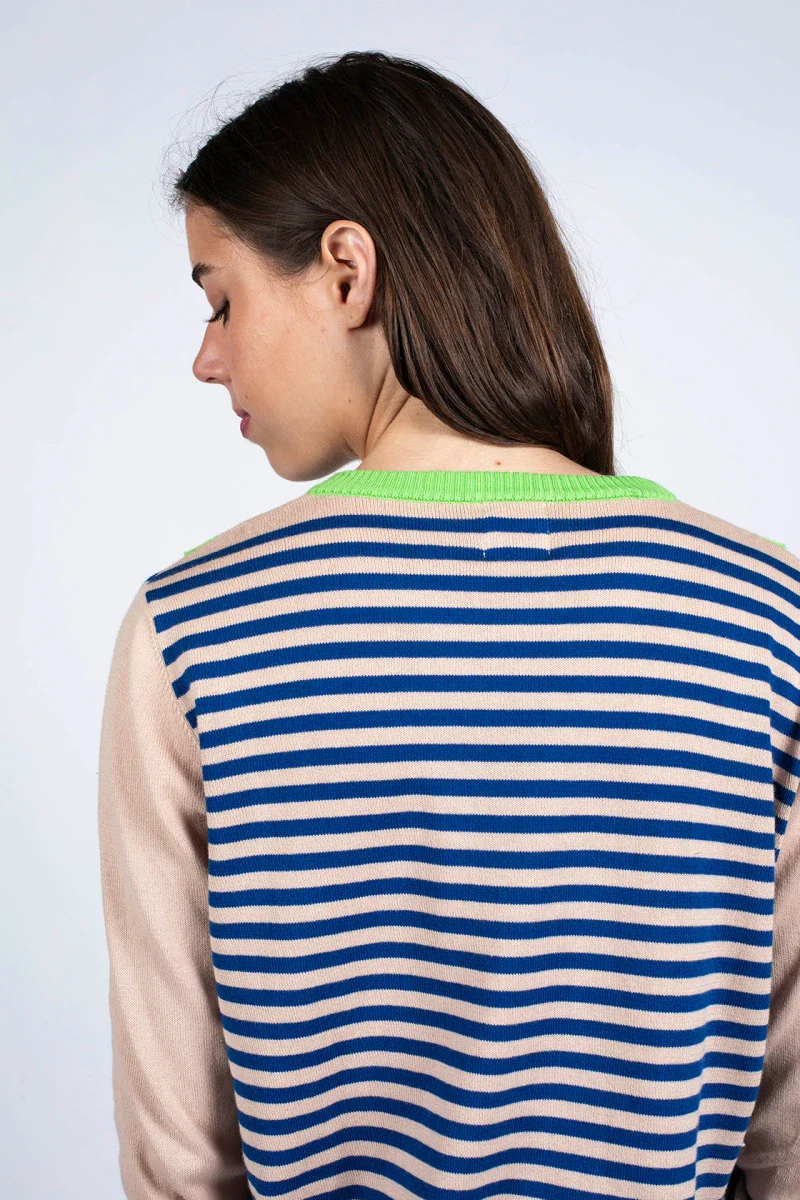 Pull marinière mixte couleur sable en coton - Image 3