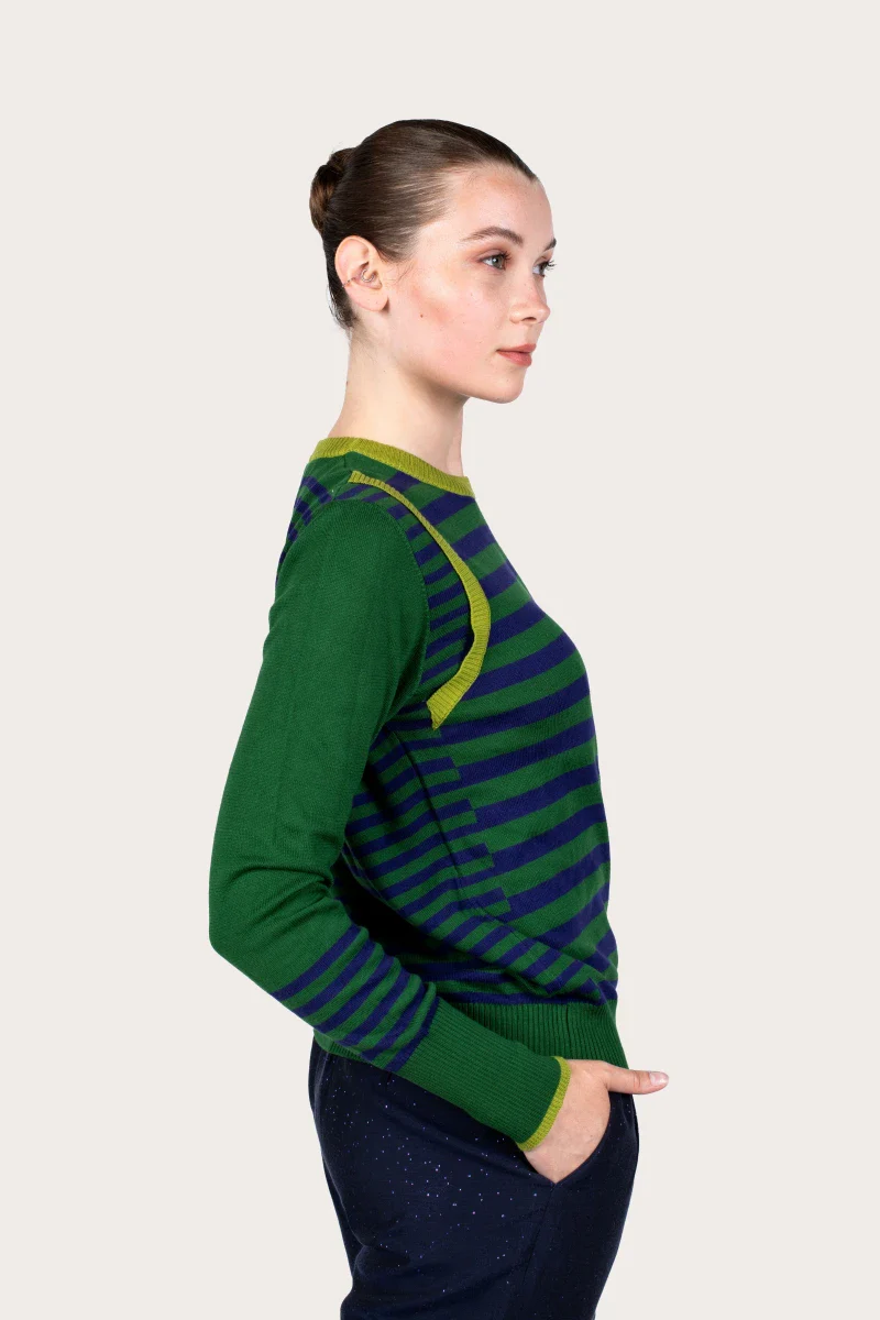 Pull marinière mixte vert en coton recyclé - Image 11