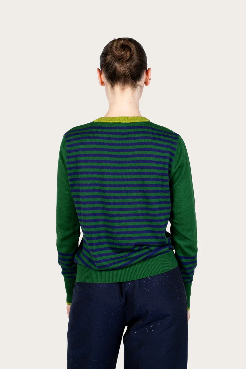 Pull marinière mixte vert en coton recyclé - Image 13