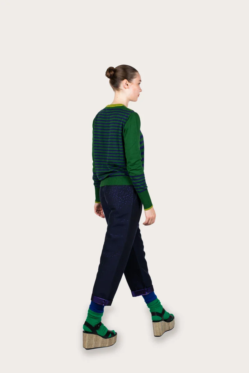 Pull marinière mixte vert en coton recyclé - Image 14