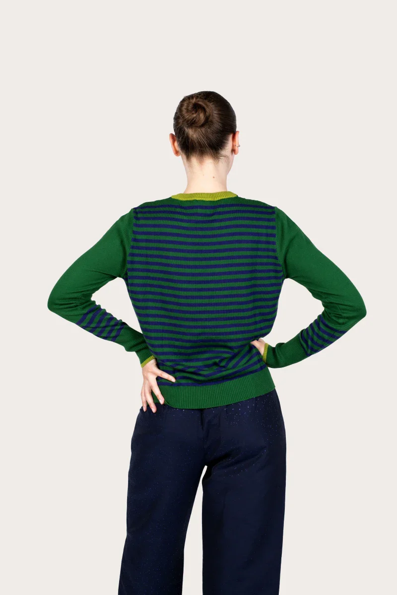 Pull marinière mixte vert en coton recyclé - Image 18