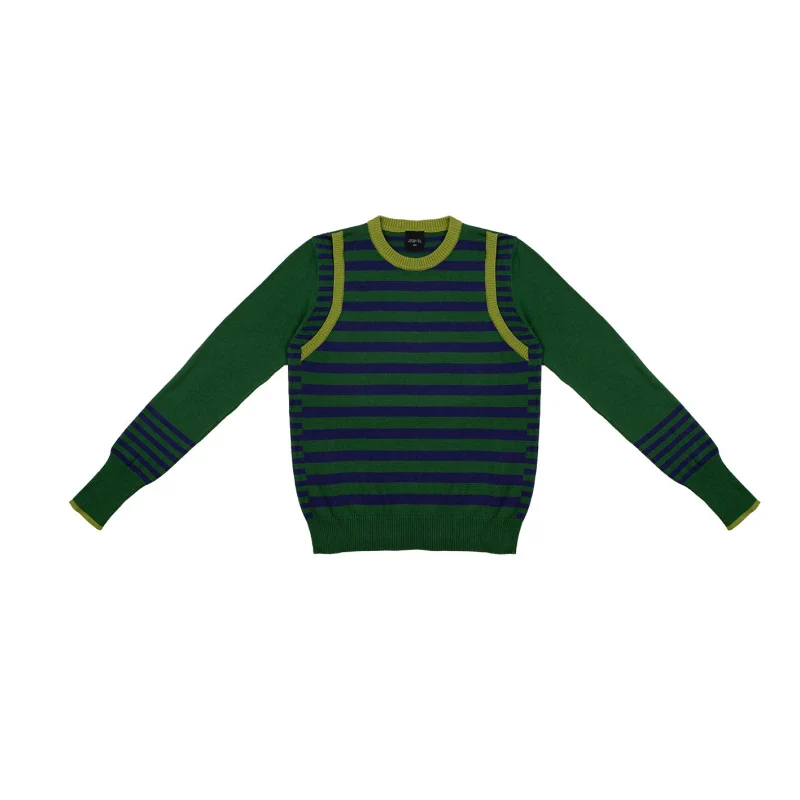 Pull marinière mixte vert en coton recyclé - Image 8