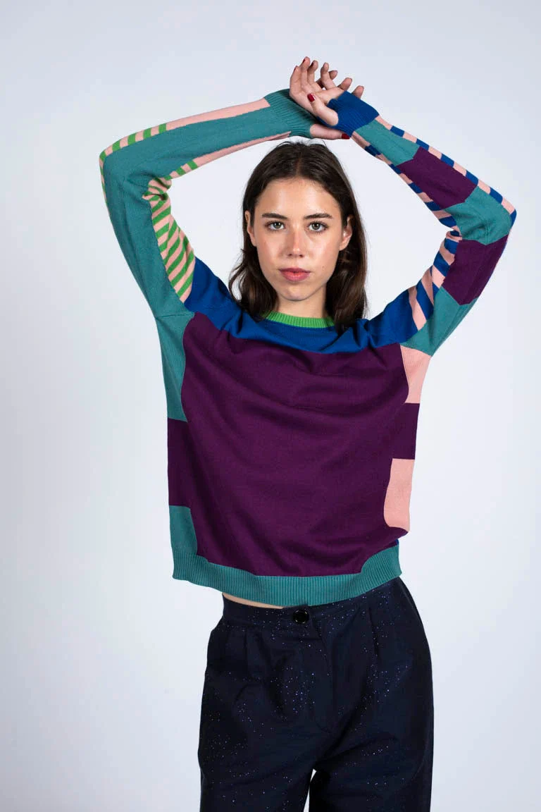 Pull marinière mixte bleu en coton - Image 2