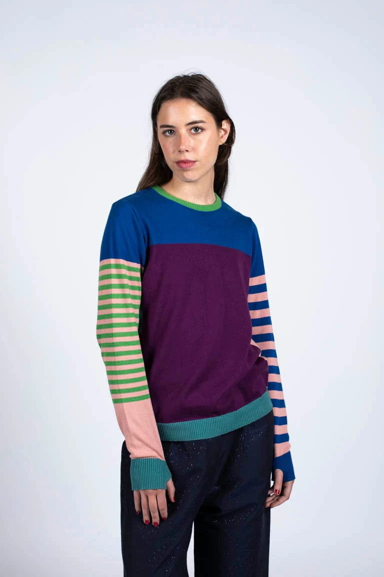 Pull marinière mixte bleu en coton - Image 4