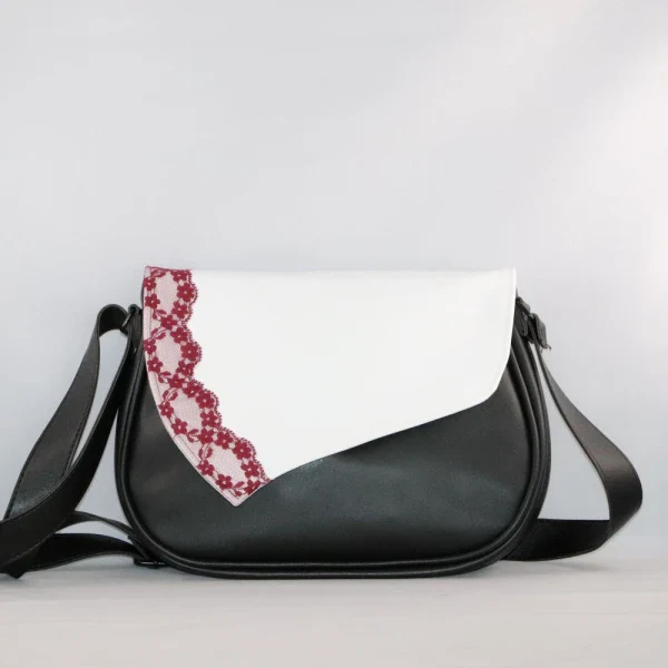 Rabat bohème chic en alter-cuir de raisin végan – Dentelle bordeaux - Image 4