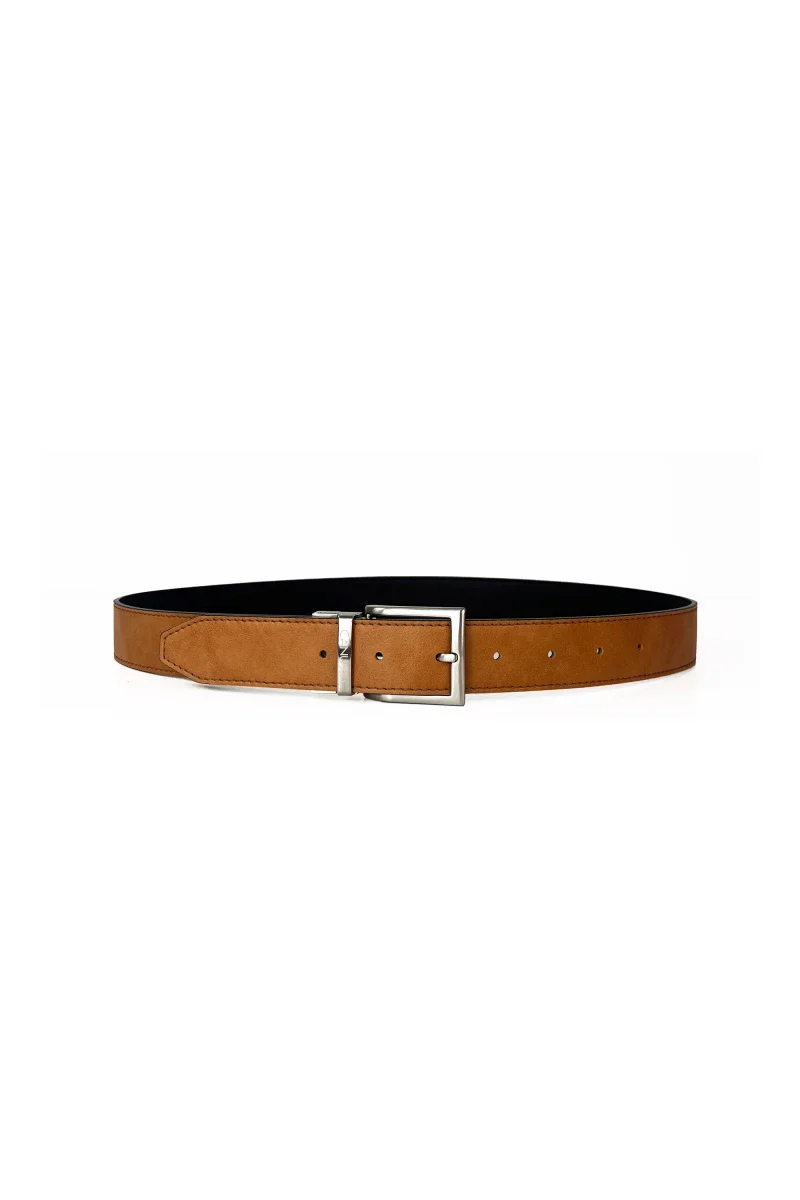 Ceinture réversible en cuir vegan - Noir & Camel - Image 3