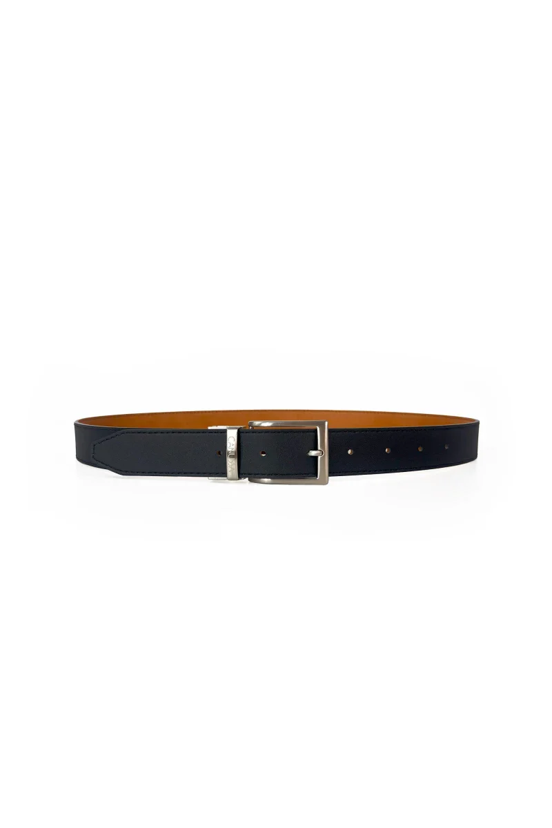 Ceinture réversible en cuir vegan - Noir & Camel - Image 4
