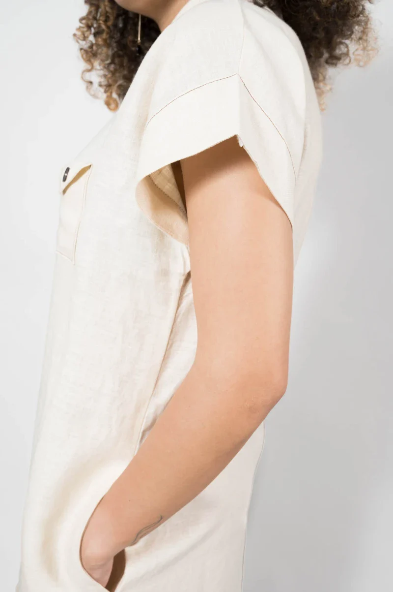 Robe chemise en lin beige - Image 5