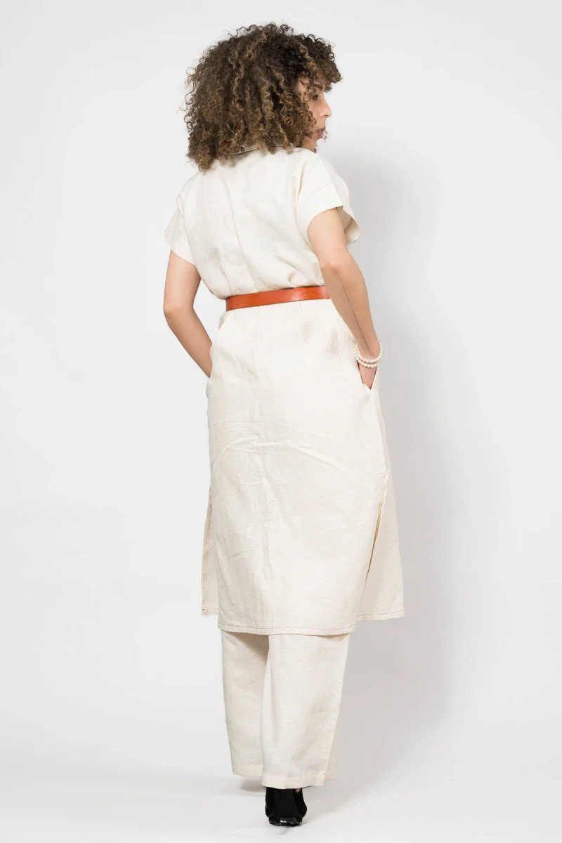 Robe chemise en lin beige - Image 7