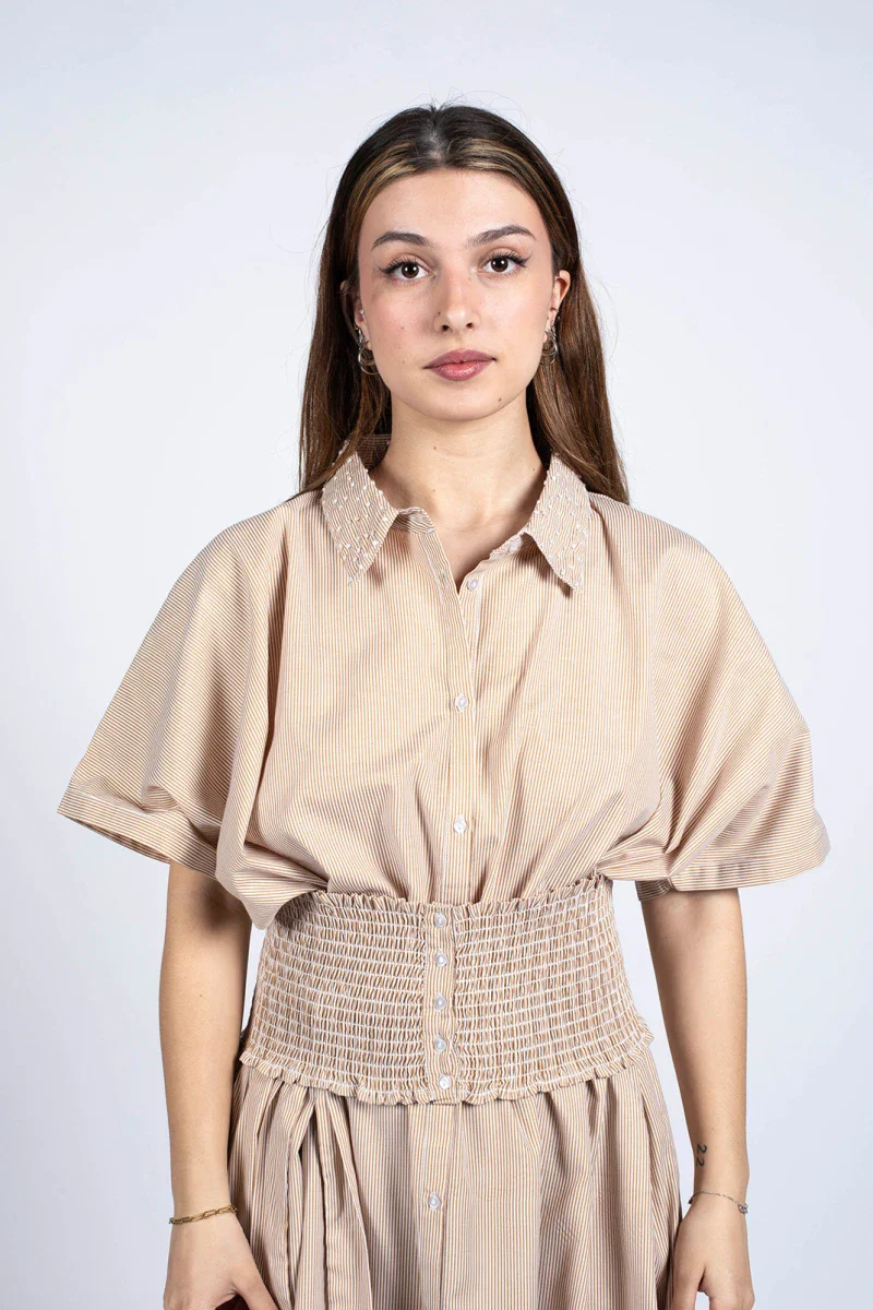 Robe couleur nude en coton bio - Image 11